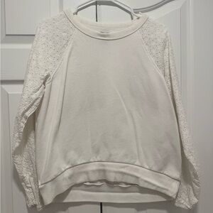 Gap White Eyelet Sleeve Sweatshirt